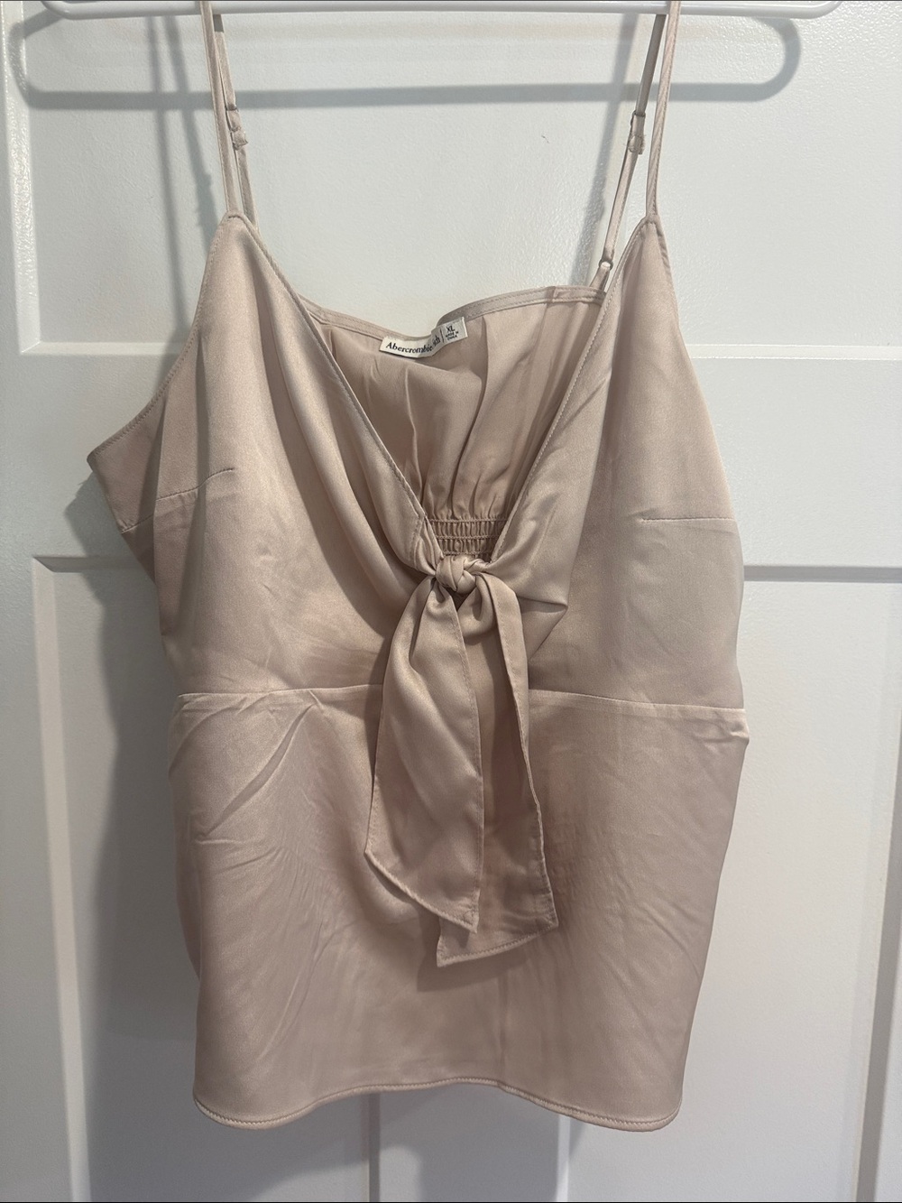 Abercrombie & Fitch Light Beige Satin Tie-Front Cami